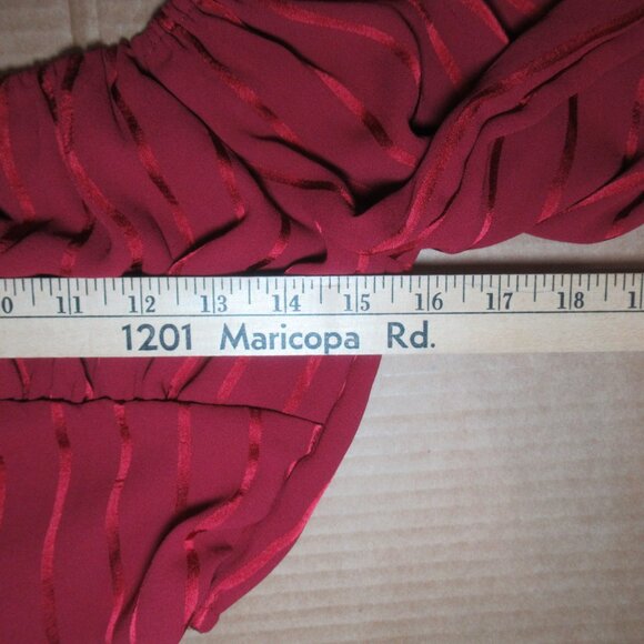 Cropped Burgundy Long-Sleeve Blouse | Size Small - Picture 7 of 11